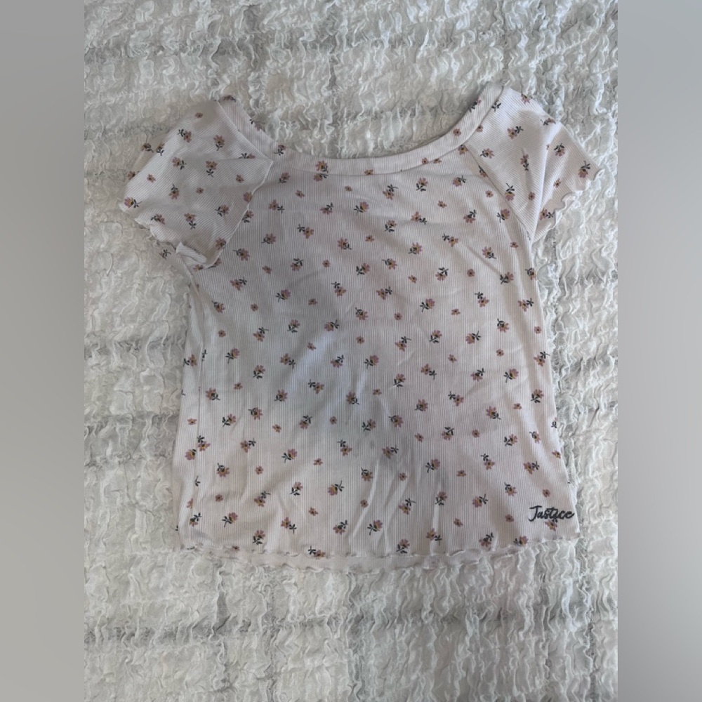 JUSTICE! White Floral Blouse Top